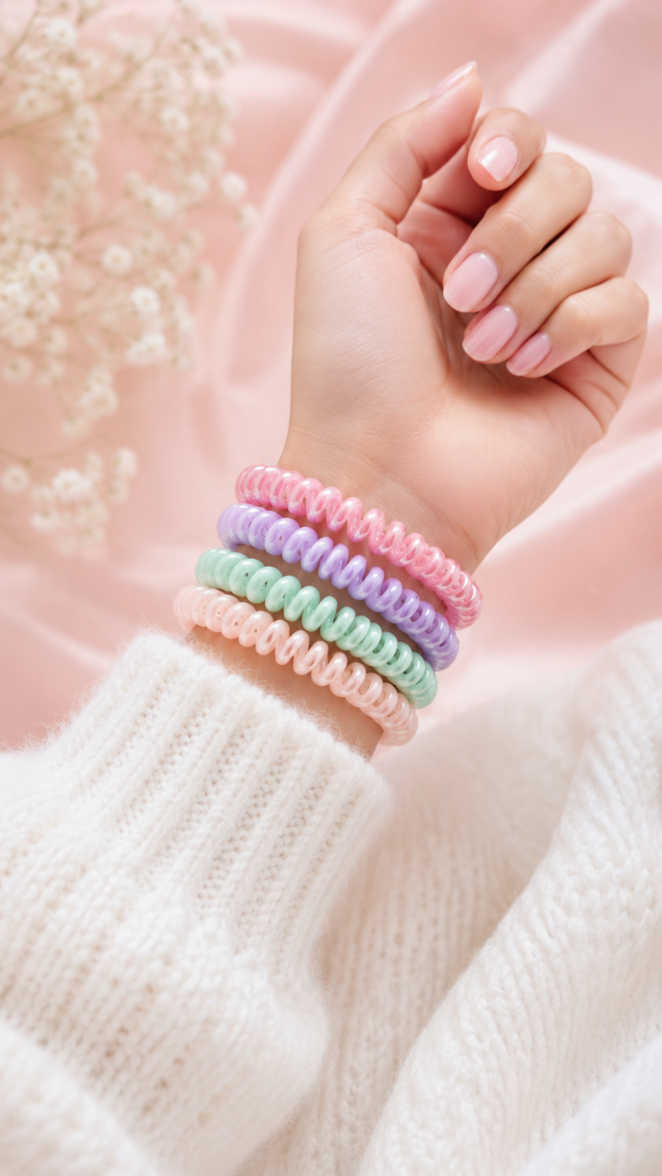 Hair elastics worn as bracelets